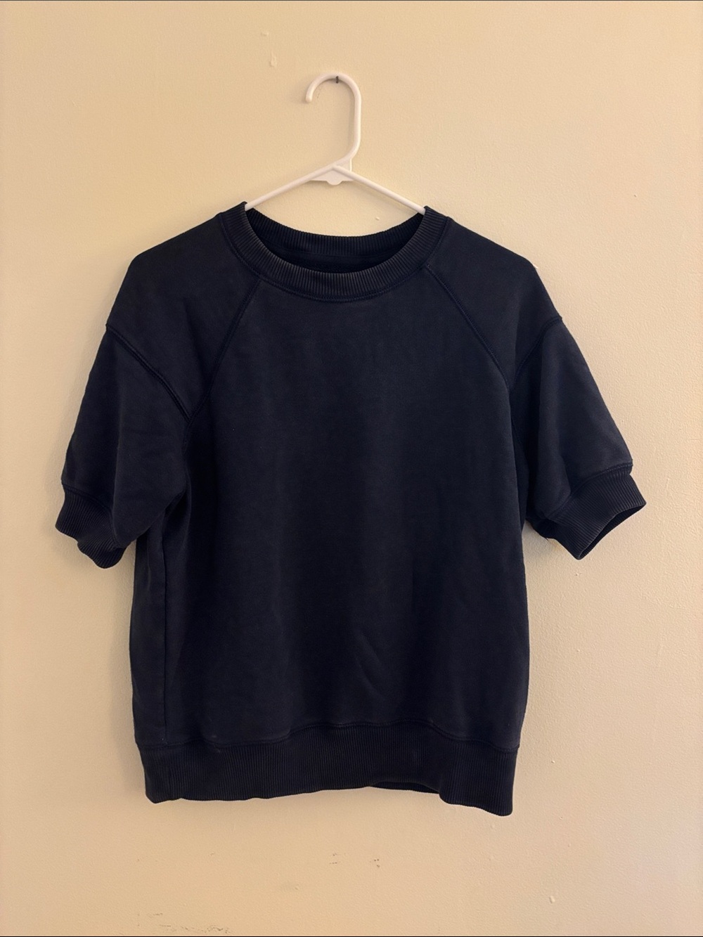 Aerie Navy Short-Sleeve Crew Sweatshirt for Women